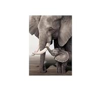 Impresión y póster retro de elefante bebé, lienzo blanco y negro, decoración de pared para sala de estar (60x80cm/sin marco)