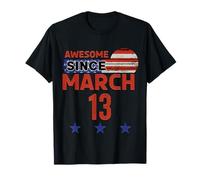 Impresionante 13 de Marzo Vintage USA Flag Classic March 13th Camiseta