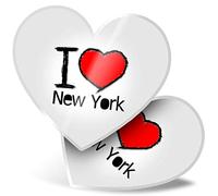 Impresionante 2 pegatinas de corazón de 7,5 cm - I Love New York NYC America USA Fun calcomanías para portátiles, tabletas, equipaje, libros de chatarra, neveras, regalo genial #7752