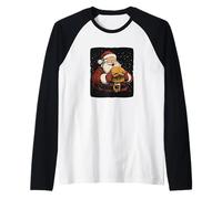 Impresionante Amor de Hamburguesas con Este Divertido gráfico de Papá Noel Camiseta Manga Raglan