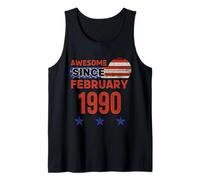 Impresionante Bandera Vintage de febrero de 1990 de febrero de 1990 Camiseta sin Mangas
