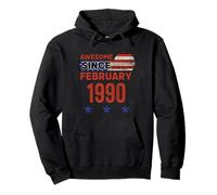 Impresionante Bandera Vintage de febrero de 1990 de febrero de 1990 Sudadera con Capucha