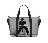 Impresionante bolsa de gimnasio con estampado de karate para mujer, bolsa de viaje para fin de semana, bolsa de lona para artículos personales, color negro, talla única, Black, Talla única