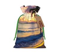 Impresionante bolsa de Navidad con estampado de playa de Jamaica, bolsa de regalo festiva, bolsa de regalo de Navidad, bolsas de cordón para decoración de fiesta