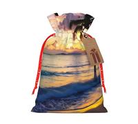 Impresionante bolsa de Navidad con estampado de playa de Jamaica, bolsa de regalo festiva, bolsa de regalo de Navidad, bolsas de cordón para decoración de fiesta