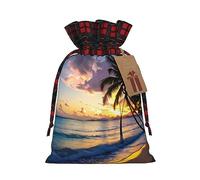 Impresionante bolsa de regalo de Navidad de Jamaica Beach - Regalo de fiesta con cordón para vacaciones, envoltura de golosinas, perfecta para cumpleaños, aniversarios