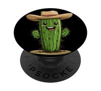 Impresionante Cactus con Sombrero de Vaquero Que trae diversión Occidental PopSockets PopGrip Adhesivo