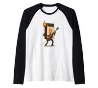 Impresionante caja de fósforos y traje de guitarra eléctrica genial Camiseta Manga Raglan