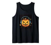 Impresionante calabaza con auriculares para una melodía perfecta de otoño Camiseta sin Mangas