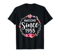 Impresionante Desde 1955 70 cumpleaños niñas de Flores Nacidas en 1955 Camiseta