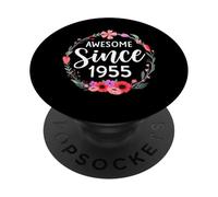 Impresionante Desde 1955 70 cumpleaños niñas de Flores Nacidas en 1955 PopSockets PopGrip Adhesivo