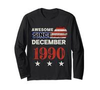 Impresionante Desde 1990 Vintage USA Flag Classic December 1990 Manga Larga
