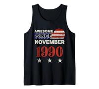 Impresionante Desde 1990 Vintage USA Flag Classic Noviembre 1990 Camiseta sin Mangas