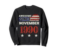 Impresionante Desde 1990 Vintage USA Flag Classic Noviembre 1990 Sudadera