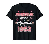 Impresionante Desde Agosto 1952 Flores 1952 Agosto Cumpleaños Camiseta