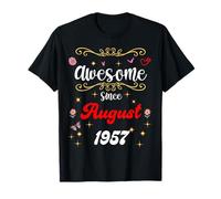 Impresionante desde agosto 1957 cumpleaños Flowers & Butterflies Camiseta