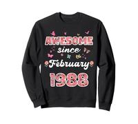 Impresionante Desde febrero 1988 Flores 1988 Febrero Cumpleaños Sudadera