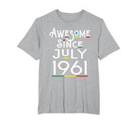 Impresionante Desde Julio de 1961 61 años Divertido 61 Camiseta, Hombre Tallas Grandes, Gris Jaspeado, 2X Alto