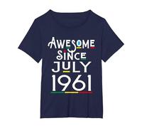 Impresionante Desde Julio de 1961 61 años Divertido 61 Camiseta, Mujer Tallas Grandes, Azul Marino, 2XL Grande
