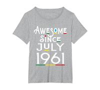 Impresionante Desde Julio de 1961 61 años Divertido 61 Camiseta, Mujer Tallas Grandes, Gris Jaspeado, 2XL Grande