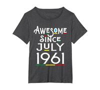 Impresionante Desde Julio de 1961 61 años Divertido 61 Camiseta, Mujer Tallas Grandes, Jaspeado Oscuro, 2XL Grande