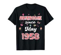 Impresionante Desde Mayo 1958 Flores 1958 Mayo Cumpleaños Camiseta