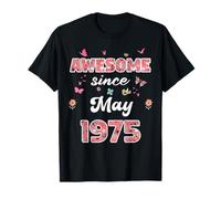 Impresionante Desde Mayo 1975 Flores 1975 Mayo Cumpleaños Camiseta