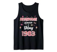 Impresionante Desde Mayo 1983 Flores 1983 Mayo Cumpleaños Camiseta sin Mangas