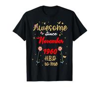Impresionante Desde noviembre 1960 cumpleaños Flores y Mariposas Camiseta