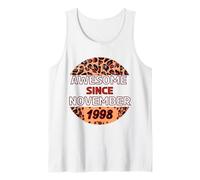 Impresionante desde noviembre de 1998 Leopardo Estampado Noviembre Cumpleaños Camiseta sin Mangas