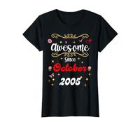 Impresionante desde octubre 2005 cumpleaños Flowers & Butterflies Camiseta