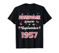 Impresionante desde septiembre 1957 flores 1957 Septiembre Cumpleaños Camiseta