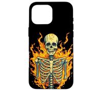 Impresionante disfraz de esqueleto ardiente con llamas Carcasa para iPhone 16 Pro Max