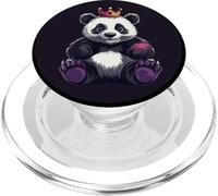 Impresionante disfraz de panda rey con corona real PopSockets PopGrip para MagSafe