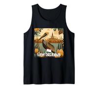 Impresionante Disfraz de pelícano marrón con Colores de Nueva Orleans Camiseta sin Mangas