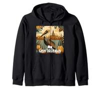 Impresionante Disfraz de pelícano marrón con Colores de Nueva Orleans Sudadera con Capucha