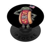 Impresionante Disfraz de Perro Caliente Estadounidense para Saludos y Amantes de los Soldados PopSockets PopGrip Adhesivo