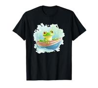 Impresionante disfraz de sapo en barco para fanáticos de ranas y aventuras Camiseta