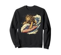 Impresionante disfraz de surfista de león americano para adultos y niños Sudadera