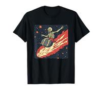 Impresionante esqueleto monta un meteorito con fuego y llamas Camiseta