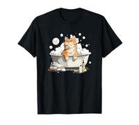 Impresionante Gato bañador con Espuma de baño y gráfico de Burbujas Camiseta