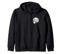 Impresionante Gato Blanco Ojos Azules Mirando a través de Sudadera con Capucha