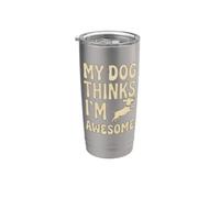 Impresionante gráfico retro de mi perro piensa que soy una mascota Vaso térmico de acero inoxidable de doble pared