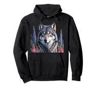 Impresionante lobo en flores silvestres Mujeres que aman lobos Hombres Niños Sudadera con Capucha