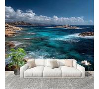 Impresionante Paisaje Costero Fotomurales Pared Papel Pintado 400x280 cm Azul Tejido No Tejido Fotomurales Dormitorio Para la sala Decoración de pared tipo póster Fondo De Pantalla