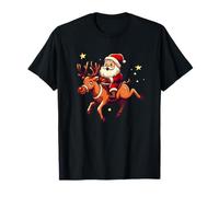 Impresionante Papá Noel y su Reno para Unas Vacaciones alegres Camiseta