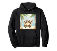 Impresionante perezoso de playa en hamaca para los amantes de las palmeras Sudadera con Capucha