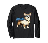 Impresionante Perro superhéroe Corgi con Capa y máscara Art Manga Larga