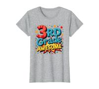 Impresionante Regalo de celebración de año Escolar para niño de Tercer Grado Camiseta, Mujer, Gris Jaspeado, XS