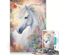 Impresionante Rompecabezas de Caballo Blanco para Adolescentes, 1000 Piezas, Juguete para ejercitar la Mente, Actividad para el hogar, decoración de Pared con Corte de precisión 38x26cm